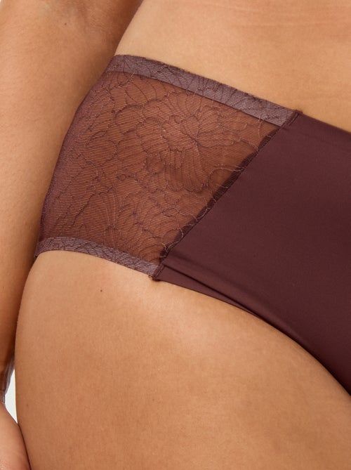 Hoge microvezel slip met kant - Kiabi