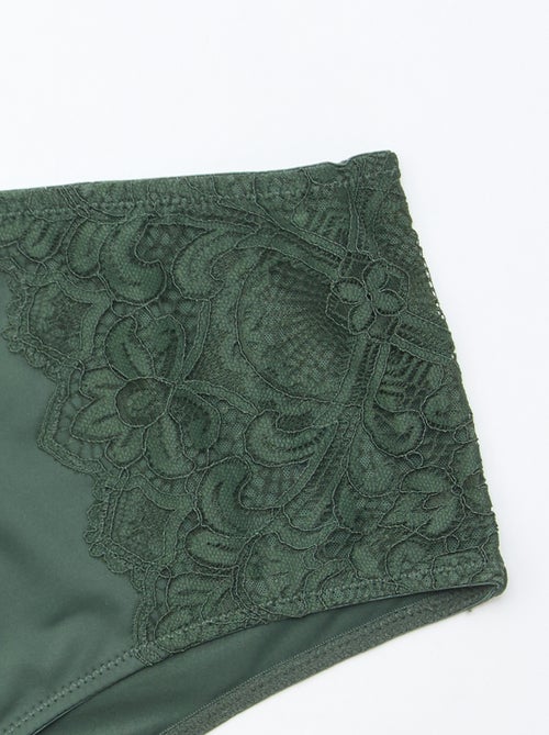 Hoge slip van microvezel en kant - Kiabi