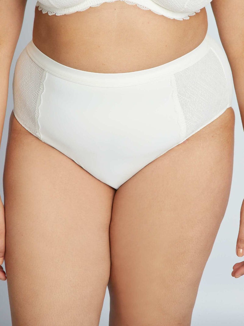 Hoge slip van twee stoffen WIT - Kiabi