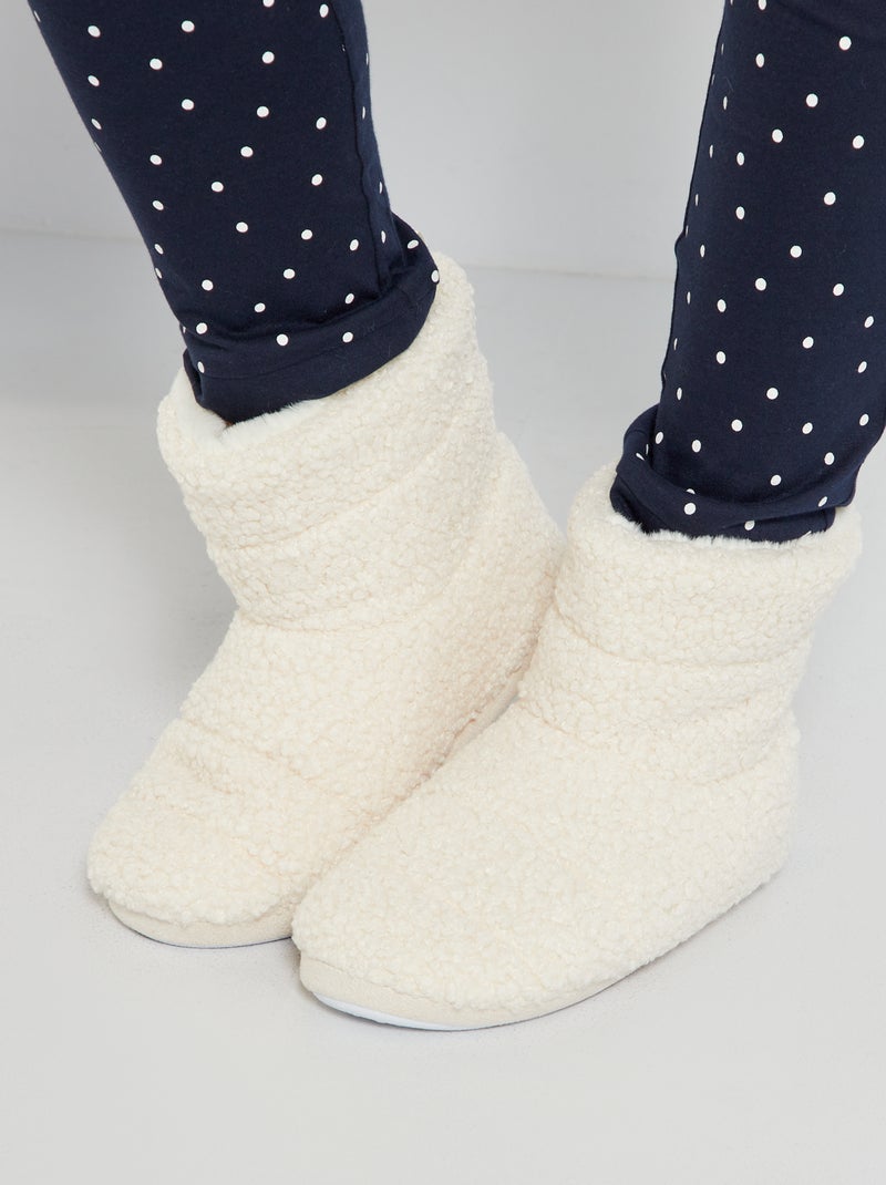 Hoge sloffen - Sherpa sneeuw wit - Kiabi