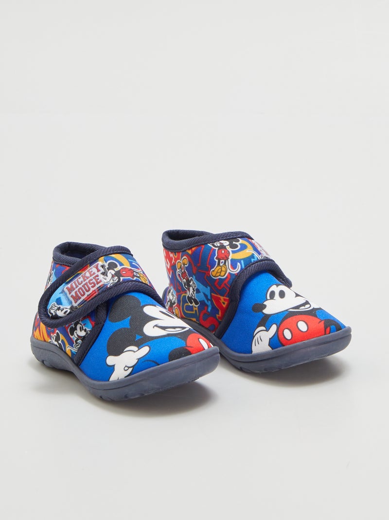Hoge sloffen met klittenband 'Mickey' BLAUW - Kiabi