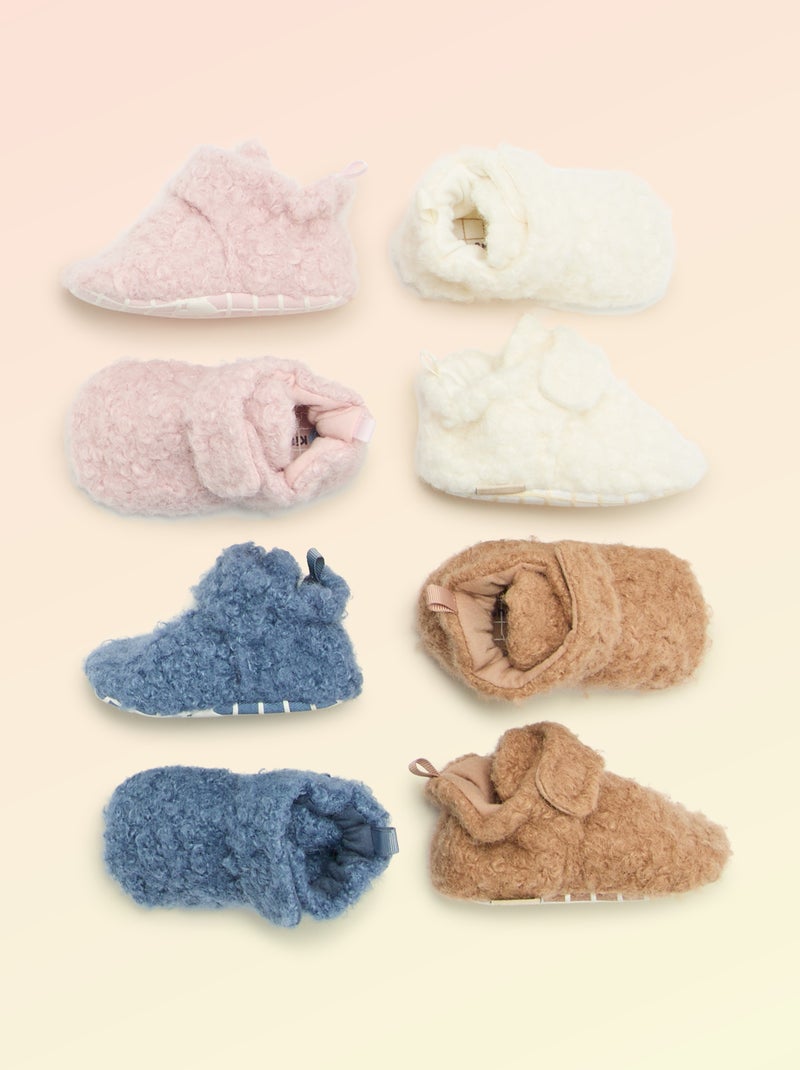 Hoge sloffen met schapenvachteffect - 'Kitchoun' Blauw - Kiabi