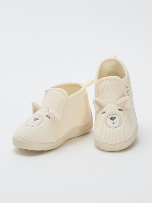 Hoge sloffen van corduroy met beertje - Kiabi