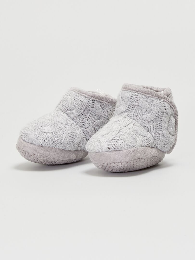 Hoge sloffen van tricot grijs - Kiabi