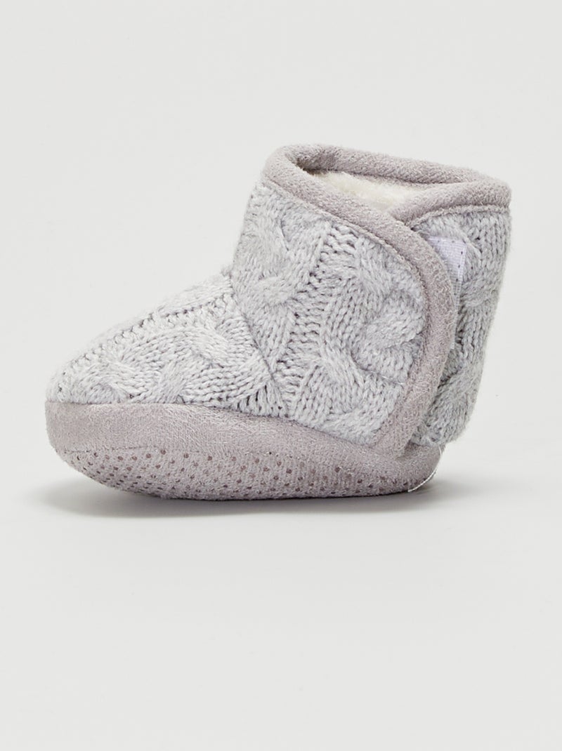 Hoge sloffen van tricot grijs - Kiabi