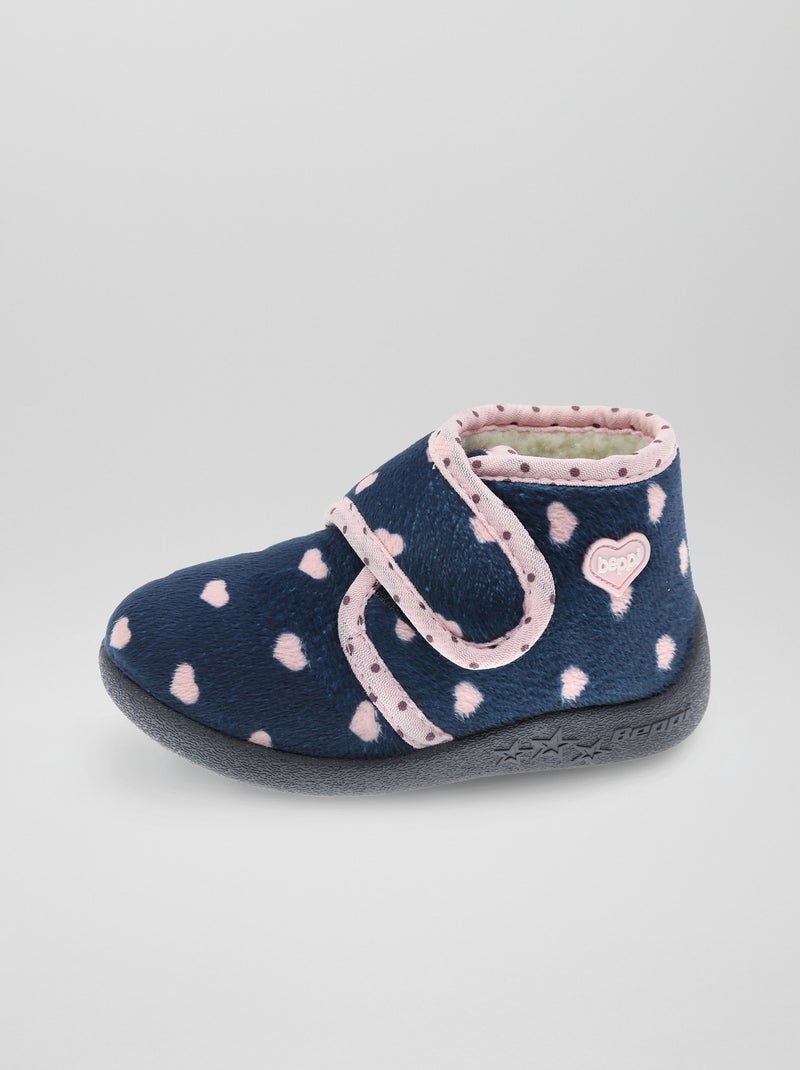 Hoge sloffen van velours blauw - Kiabi