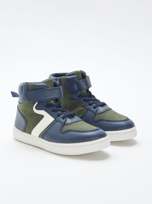 Hoge sneaker met klittenband van imitatieleer - Kiabi