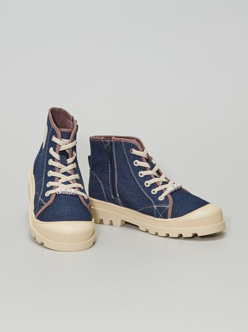Hoge sneakers met denim-effect BLAUW - Kiabi