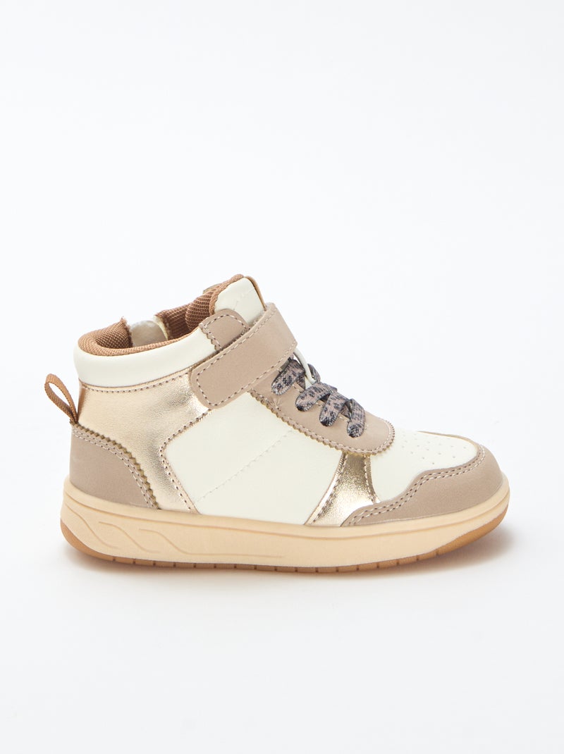 Hoge sneakers met klittenband Biege - Kiabi