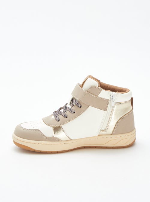 Hoge sneakers met klittenband en veters - Kiabi