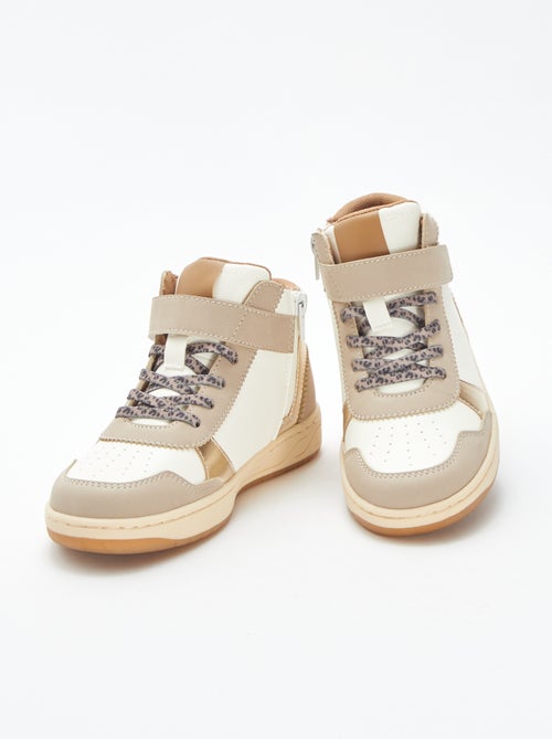 Hoge sneakers met klittenband en veters - Kiabi