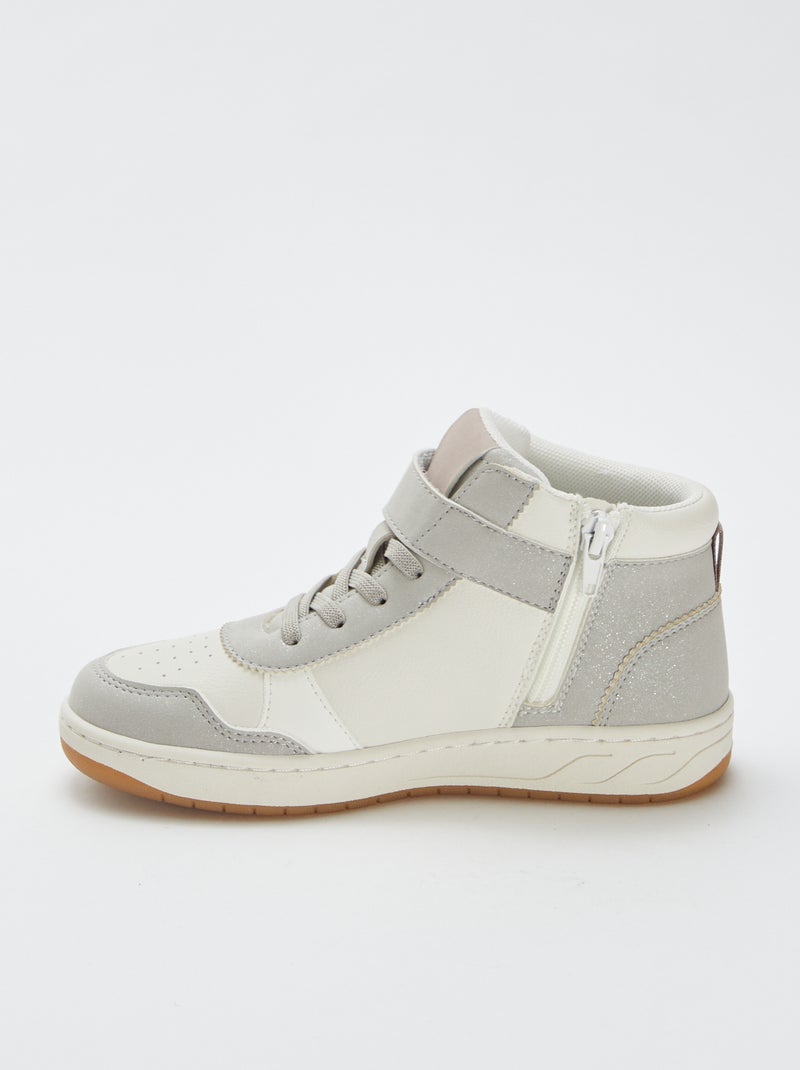 Hoge sneakers met klittenband en veters Grijs - Kiabi
