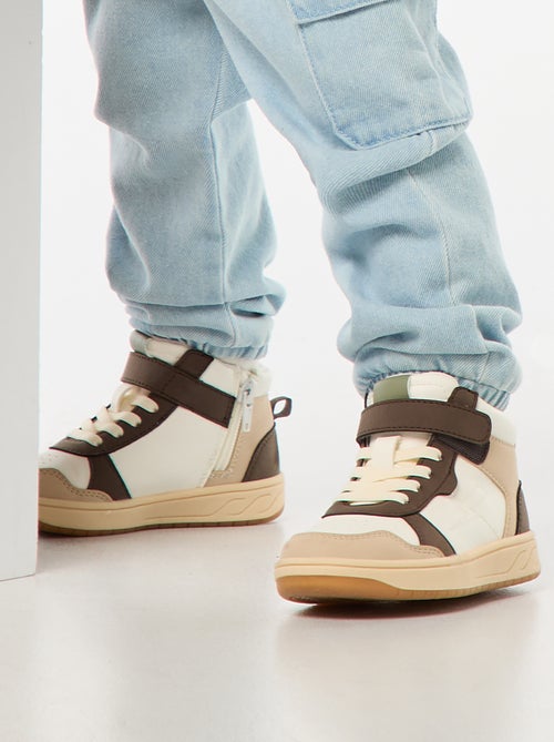 Hoge sneakers met klittenband en veters - Kiabi