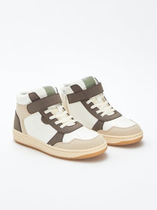 Hoge sneakers met klittenband en veters