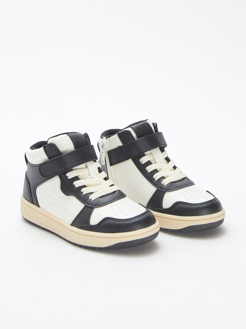 Hoge sneakers met klittenband en veters Zwart - Kiabi