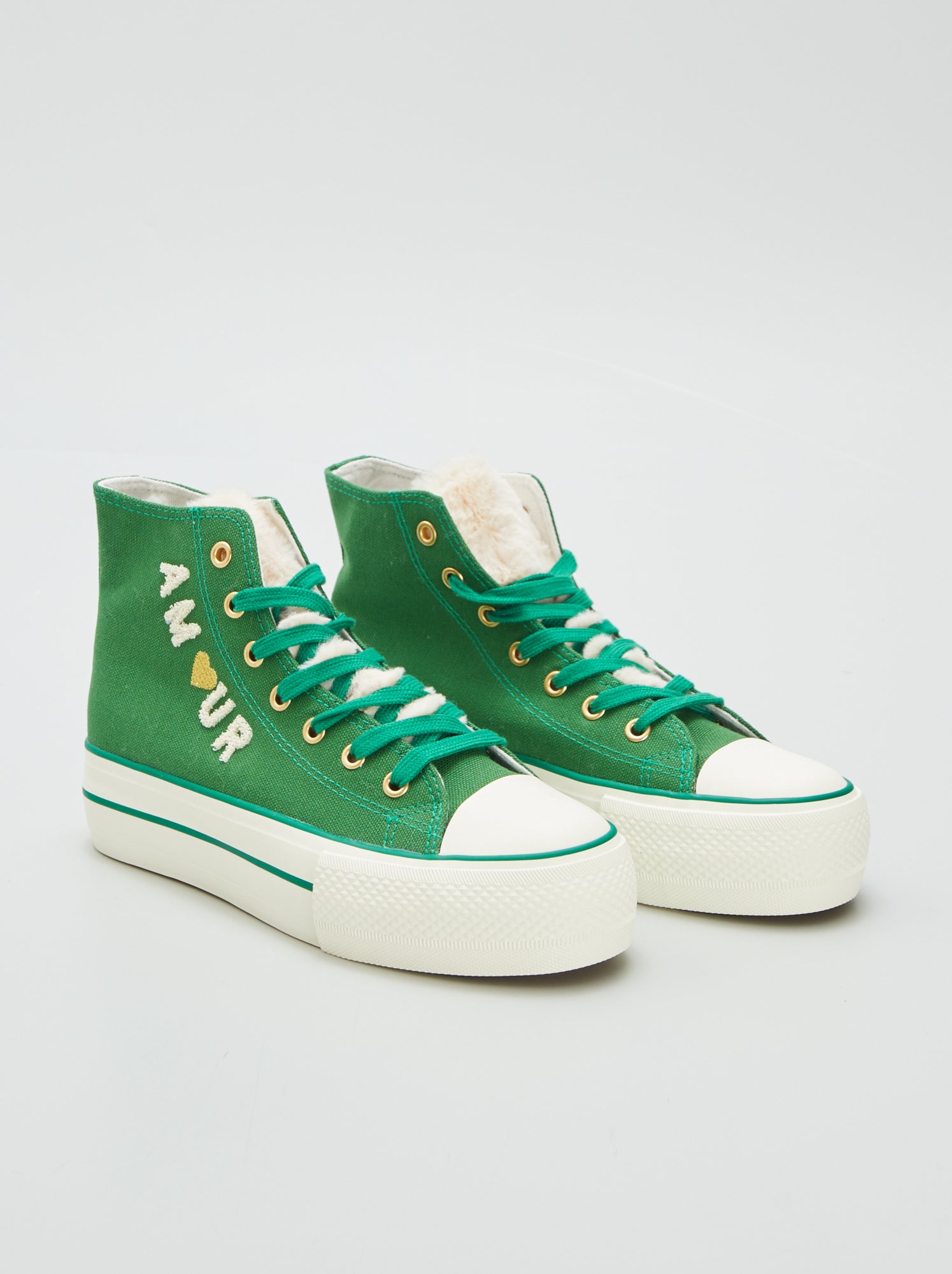 Hoge sneakers met platformzool - GROEN - Kiabi - 22.00€