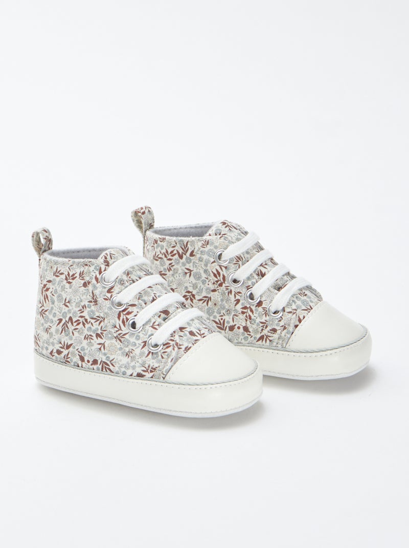 Hoge sneakers met ruiten Biege - Kiabi