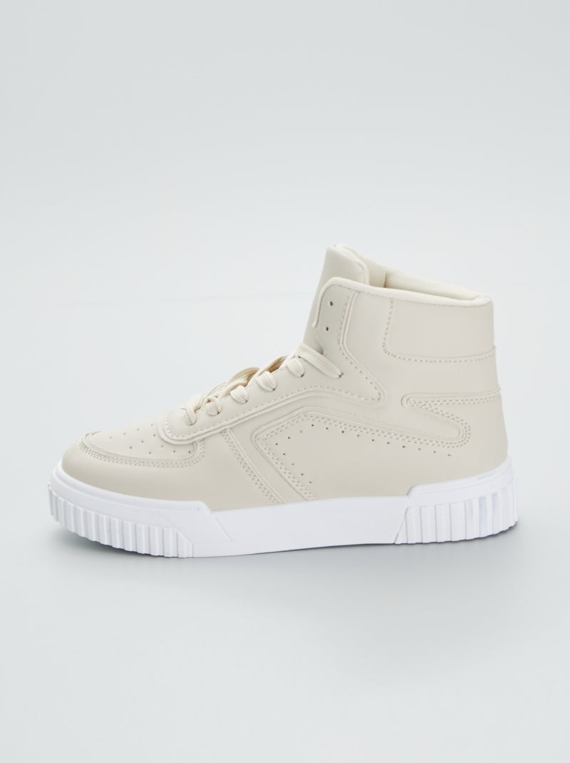 Hoge sneakers met veters BIEGE - Kiabi