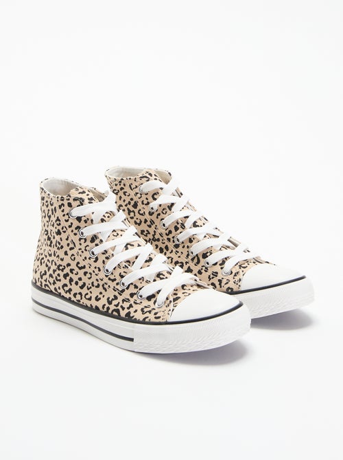 Hoge sneakers van canvas met luipaardprint - Kiabi
