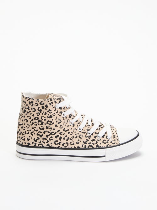 Hoge sneakers van canvas met luipaardprint - Kiabi