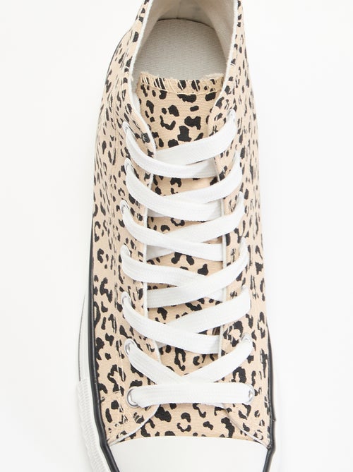 Hoge sneakers van canvas met luipaardprint - Kiabi