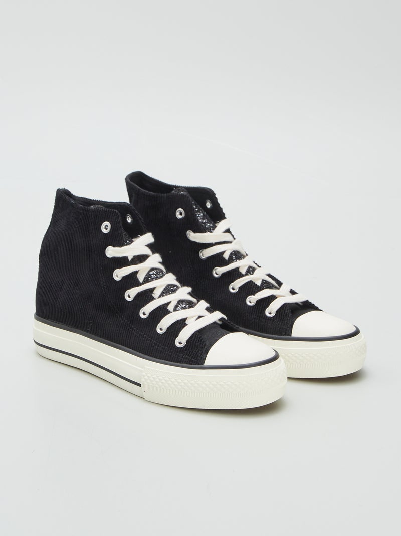 Hoge sneakers van corduroy ZWART - Kiabi
