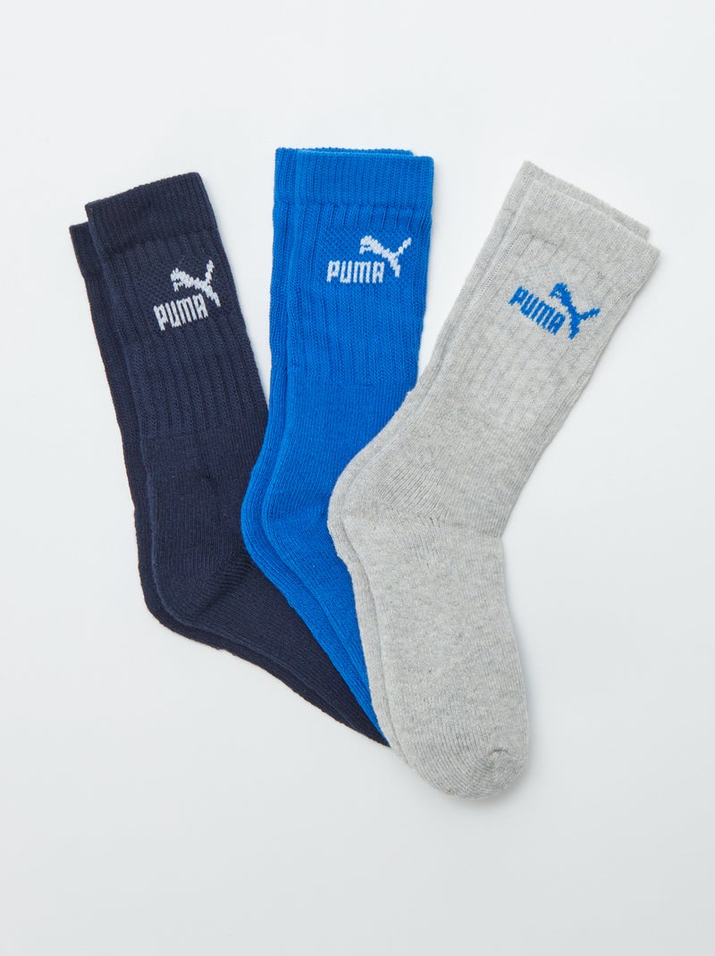 Hoge sokken 'Puma' - Setje van 3 paar BLAUW - Kiabi