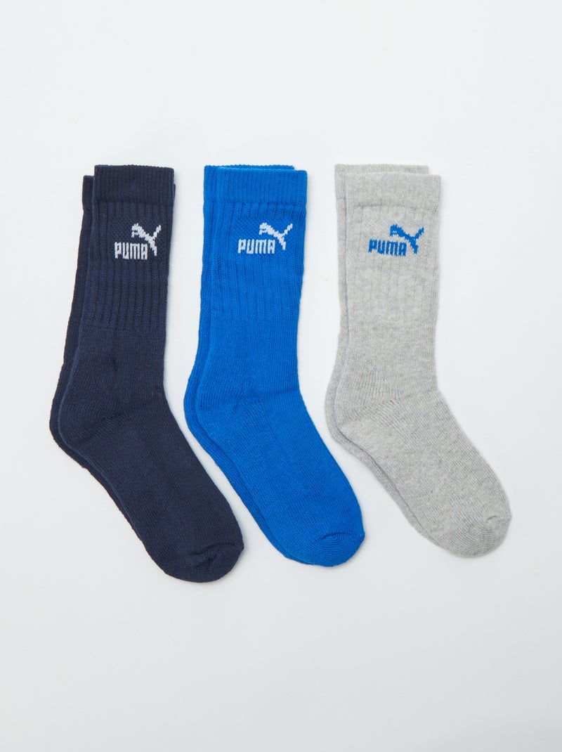 Hoge sokken 'Puma' - Setje van 3 paar BLAUW - Kiabi