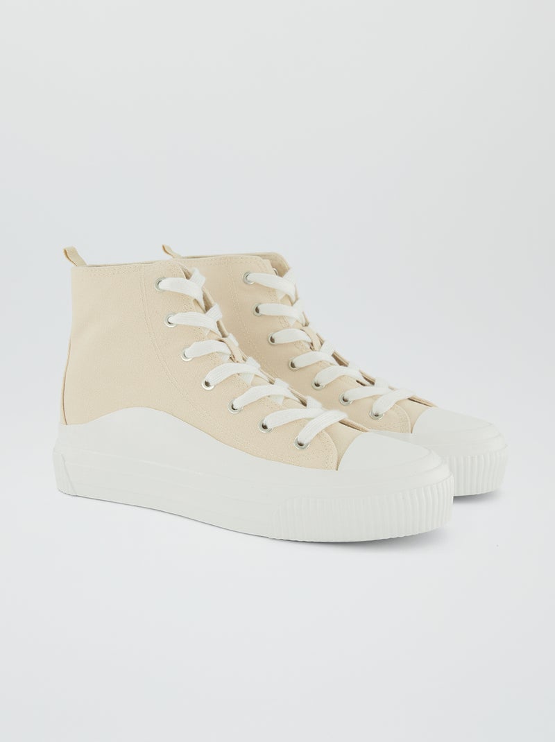 Hoge, stoffen sneakers BIEGE - Kiabi