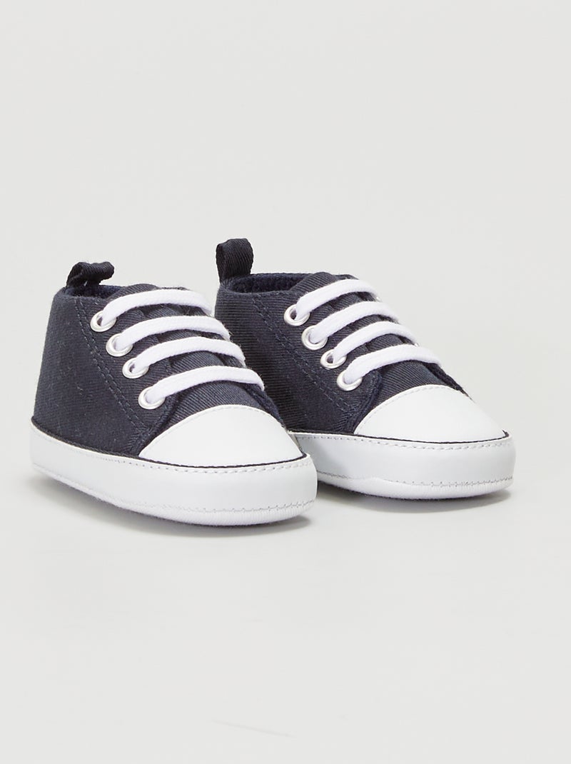 Hoge stoffen sneakers marine  - Kiabi