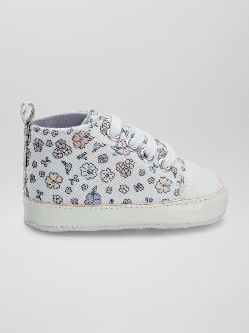 Hoge, stoffen sneakers met bloemenprint BIEGE - Kiabi