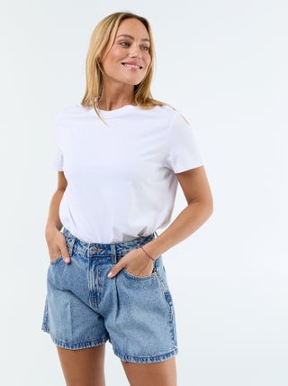 Hoge taille denim bermuda