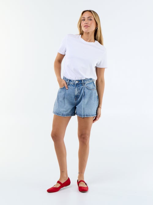 Hoge taille denim bermuda - Kiabi