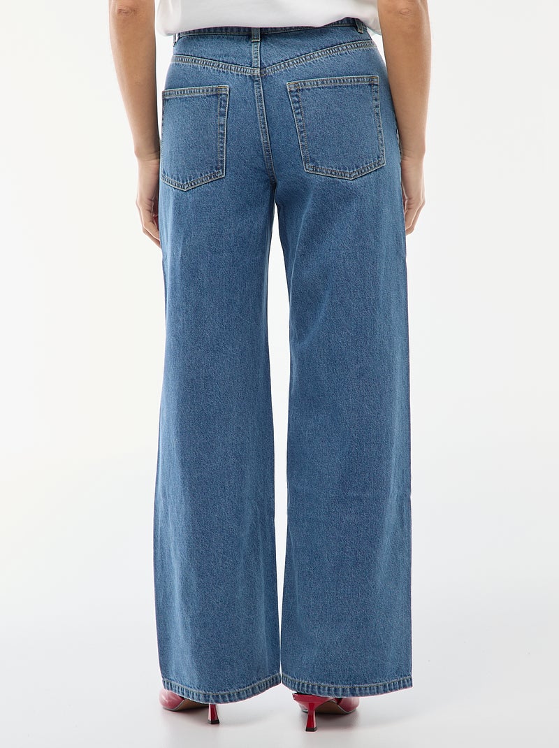 Hoge taille wide leg jeans met kleurvlakken Blauw - Kiabi