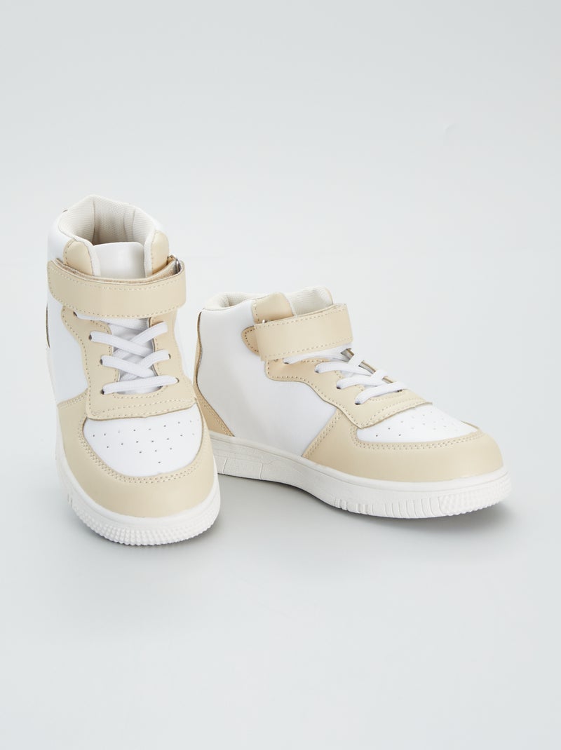 Hoge, tweekleurige sneakers van kunststof BIEGE - Kiabi