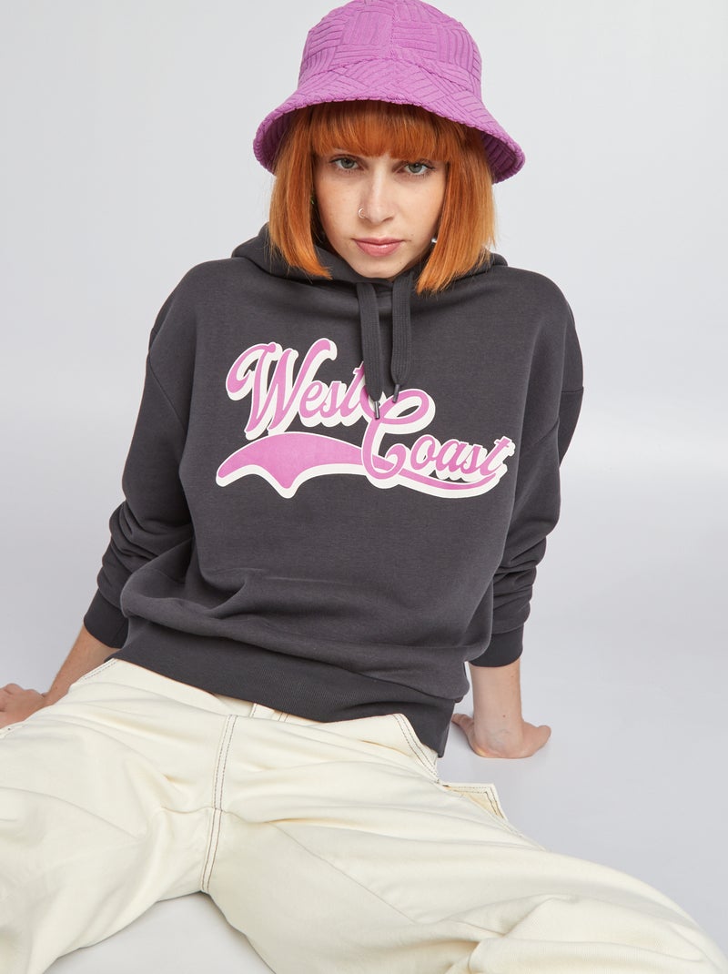 Hoodie in campusstijl ZWART - Kiabi