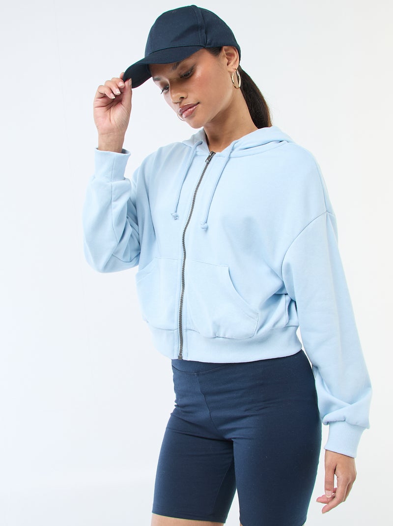 Hoodie in crop top-stijl Blauw - Kiabi