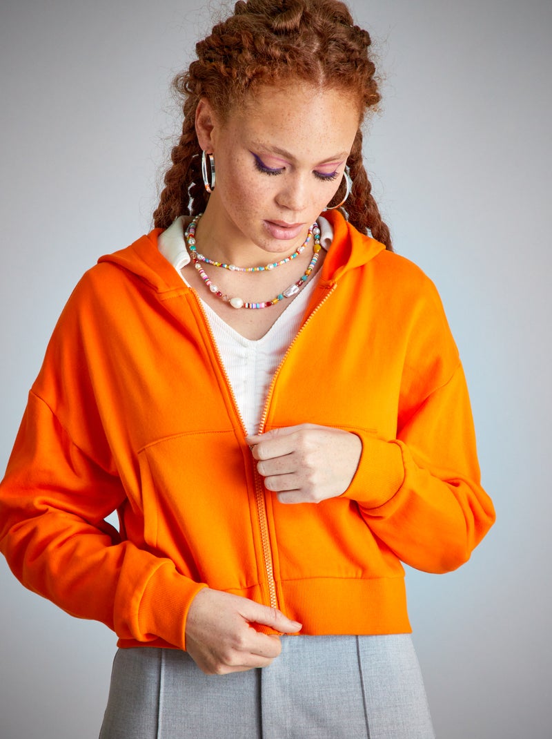 Hoodie in crop top-stijl oranje - Kiabi