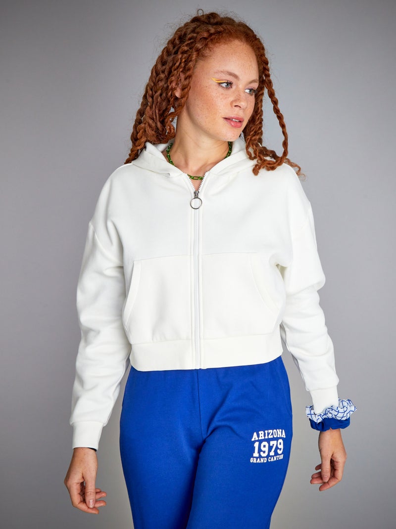 Hoodie in crop top-stijl sneeuw wit - Kiabi