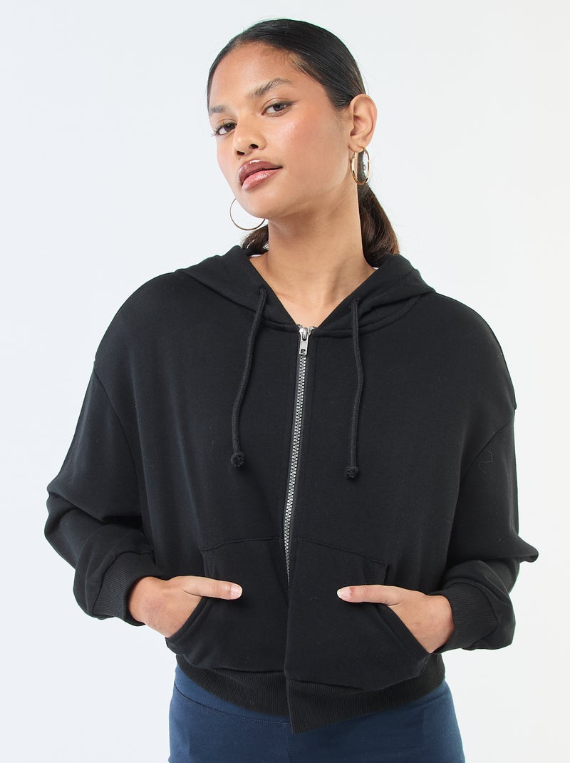 Hoodie in crop top-stijl zwart - Kiabi