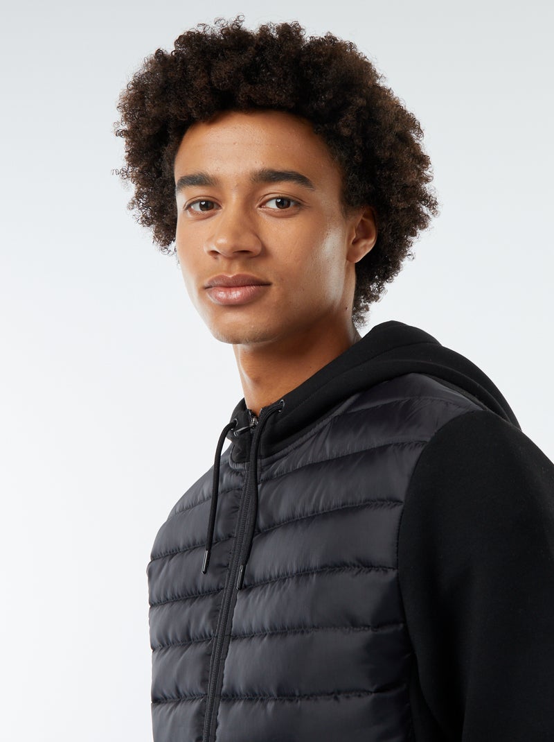 Hoodie in donsjackstijl zwart - Kiabi