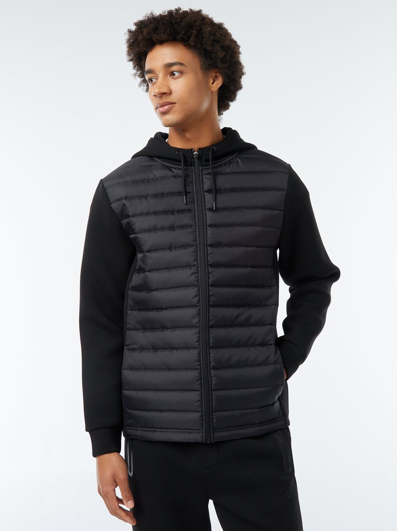 Hoodie in donsjackstijl zwart - Kiabi