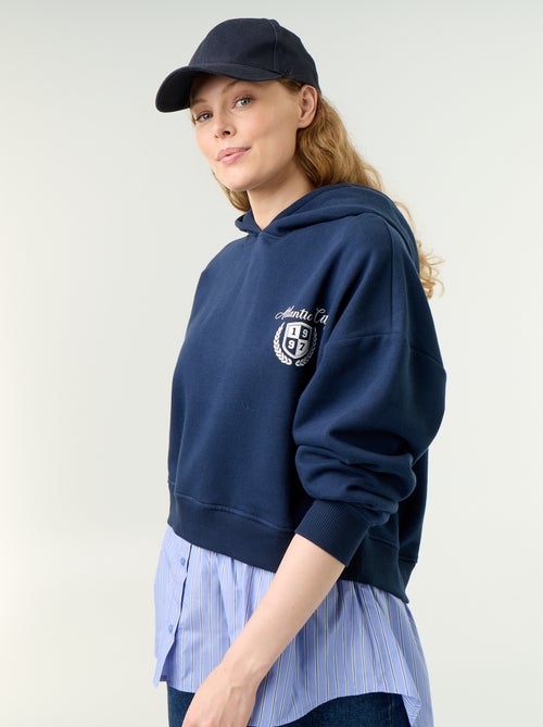Hoodie met 2-in-1-effect en hemdonderkant - Kiabi