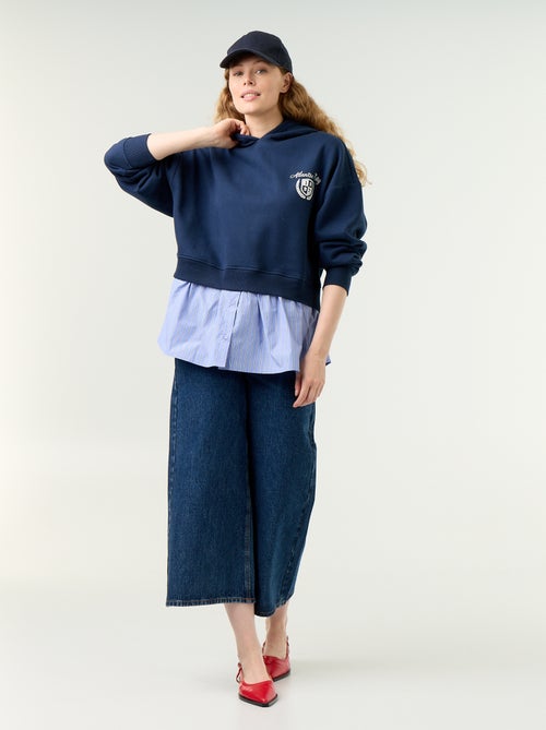 Hoodie met 2-in-1-effect en hemdonderkant - Kiabi