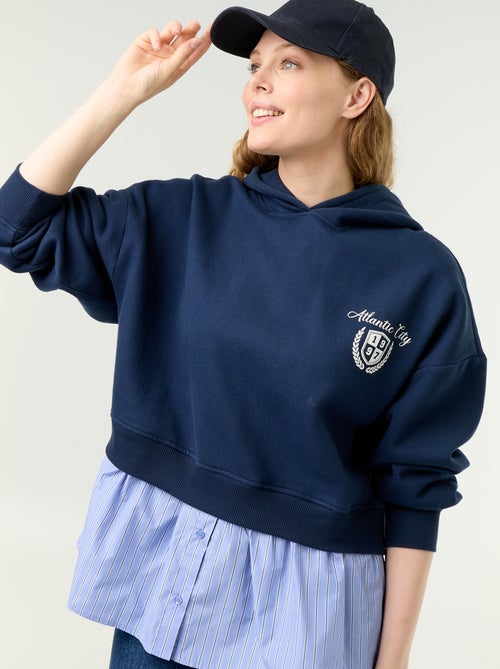 Hoodie met 2-in-1-effect en hemdonderkant - Kiabi