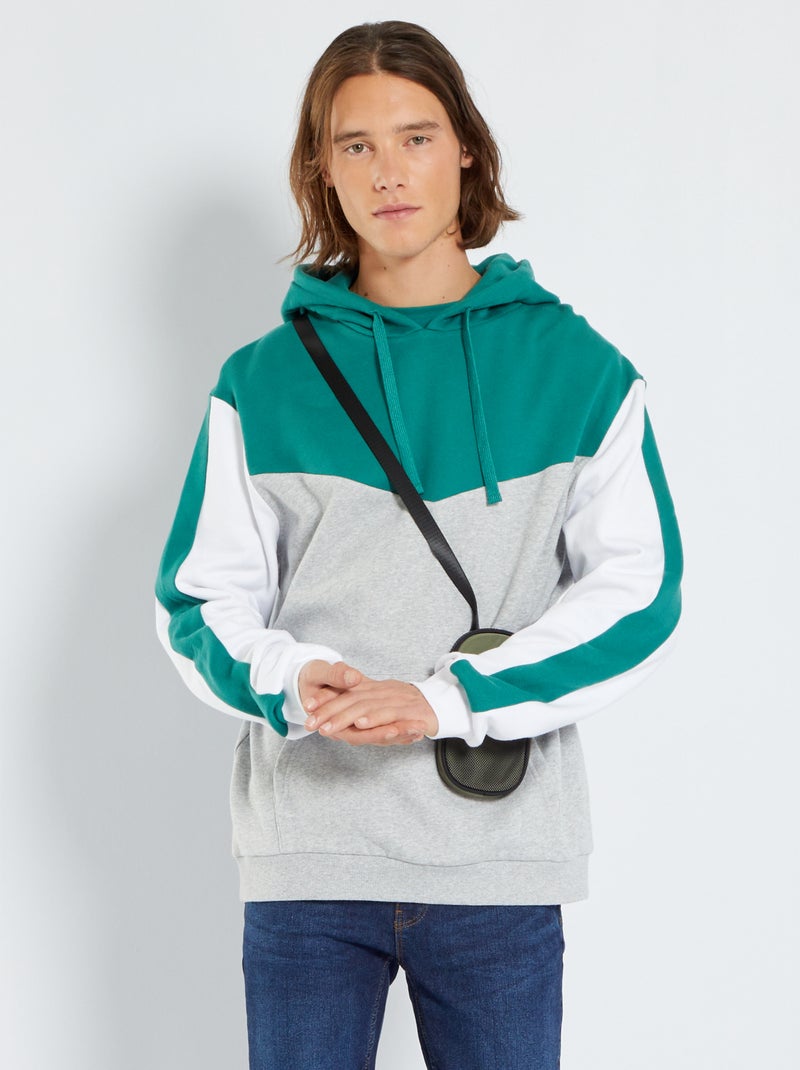 Hoodie met colorblock GROEN - Kiabi