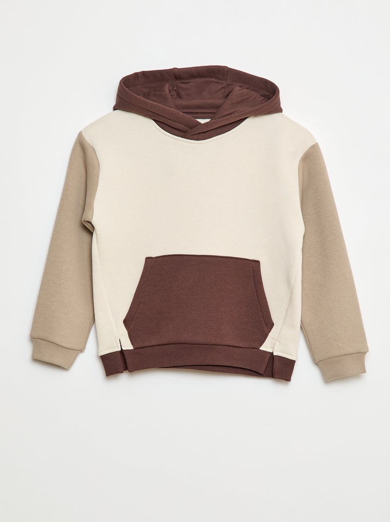 Hoodie met colorblock-patroon Biege - Kiabi