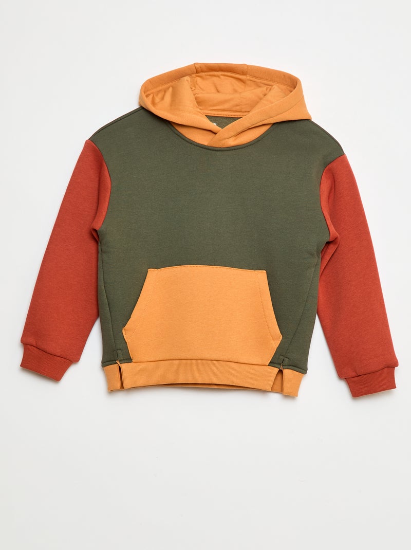 Hoodie met colorblock-patroon Kaki - Kiabi