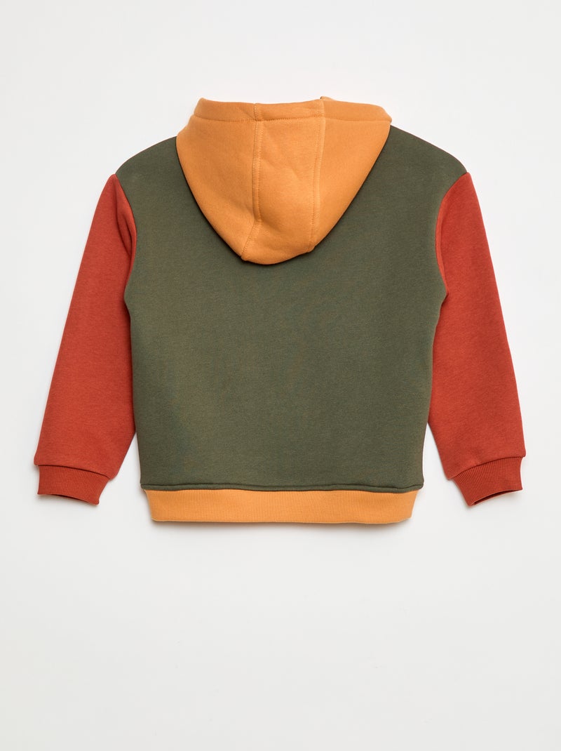 Hoodie met colorblock-patroon Kaki - Kiabi