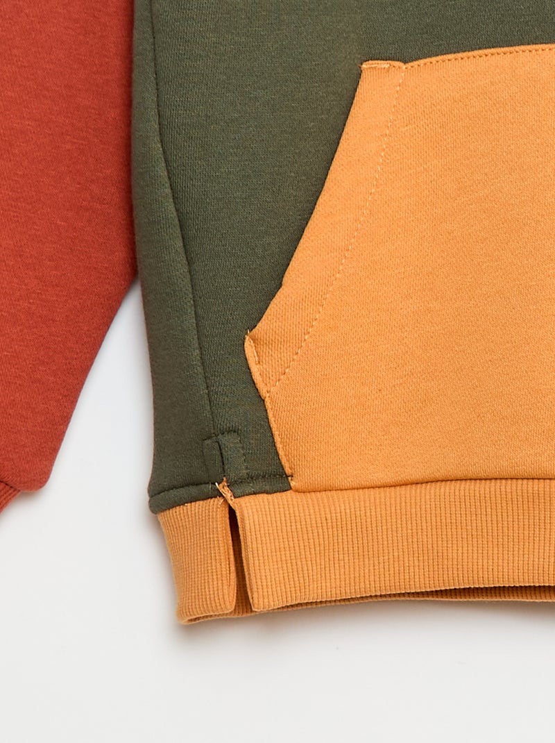 Hoodie met colorblock-patroon Kaki - Kiabi